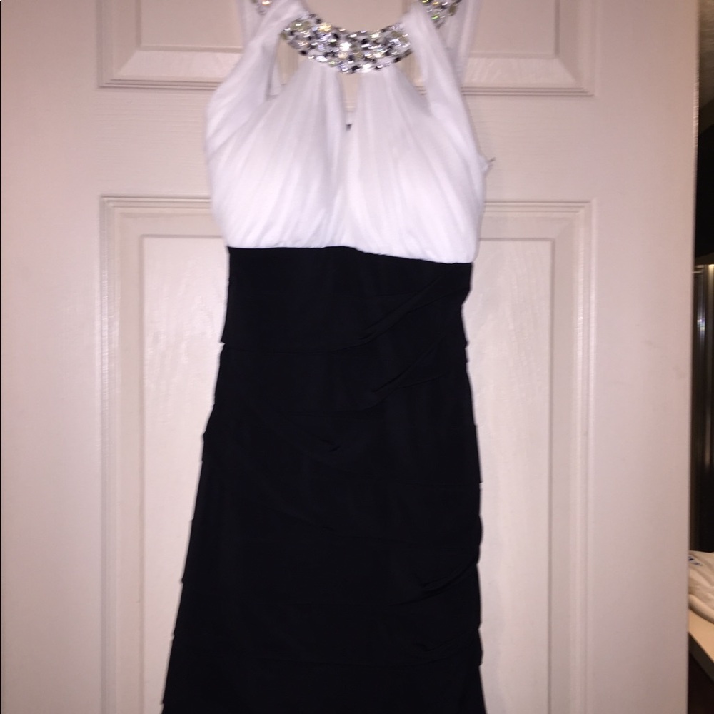 Cream and black fancy cocktail dress